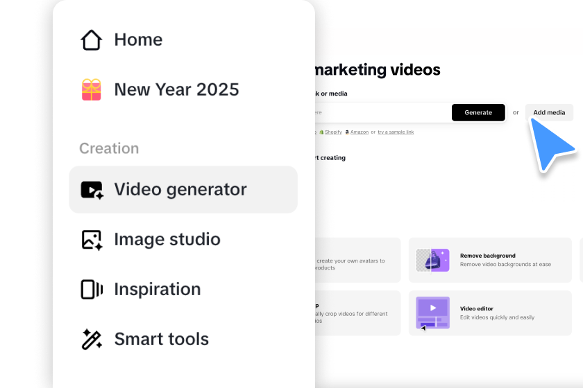 비디오 생성 도구에 액세스하기
